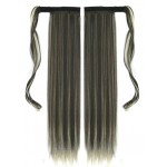 Extensie de par coada dreapta cu clema si arici 60 cm cod SI66F8613 Brunet cu Blond Deschis